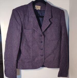Villager Purple and Blue Striped Blazer 100% Wool Size 10 #731